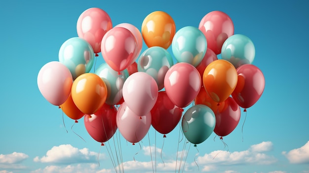 Bunte Luftballons mit Platz für Text, Feiertagskonzept, generative KI
