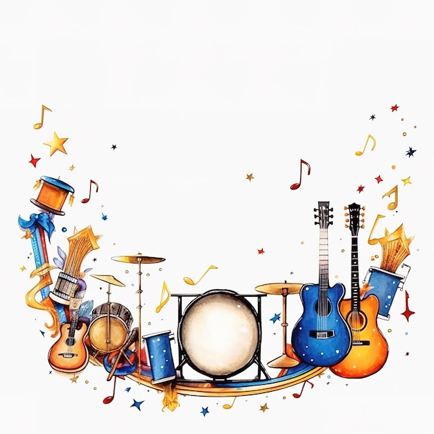 Bunte Musikinstrumentillustration