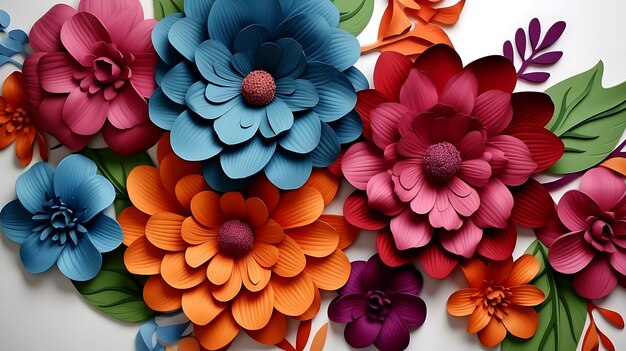 Bunte nahtlose Blume für Wandfliesen-Design, 3D-Illustration und 3D-Rendering