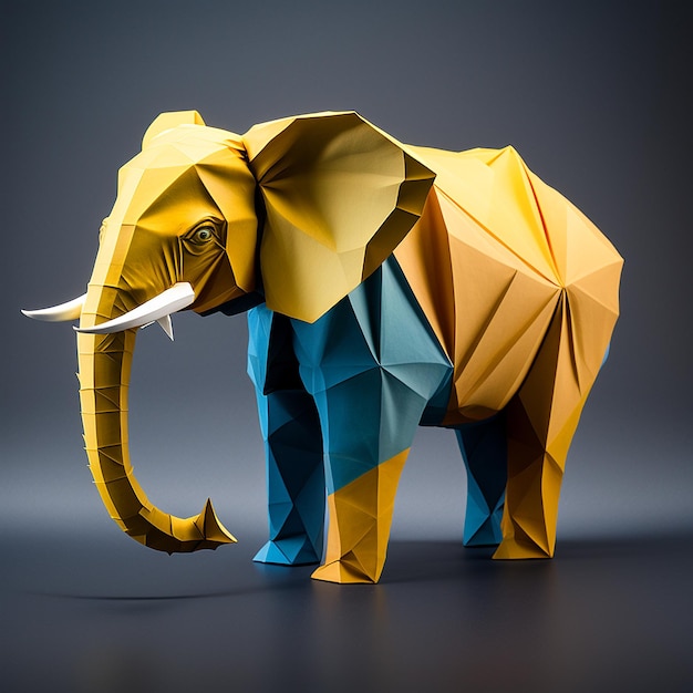 Bunte niedrige polygonale geometrische Elefant-Tier-KI generiert