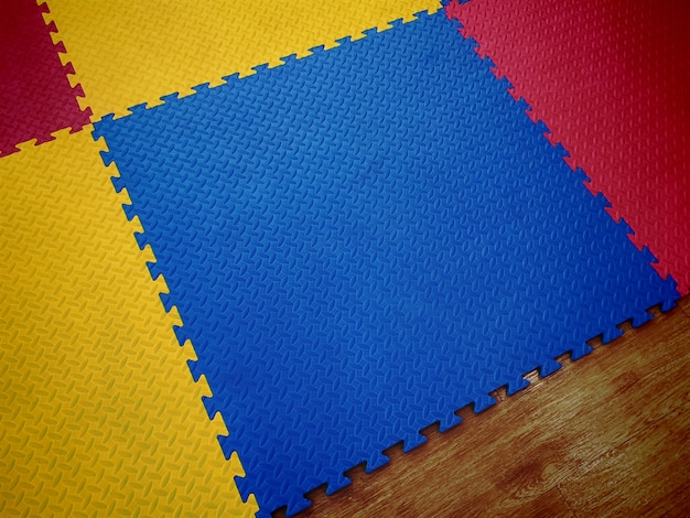 Bunte Puzzle-Yoga-Matte und Spielplatz Boden