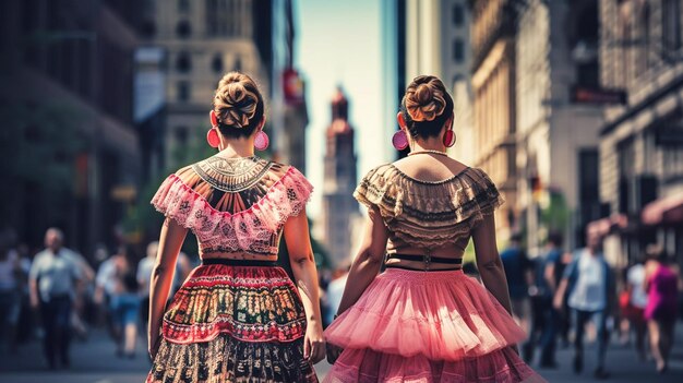 Bunte Röcke fliegen während des traditionellen mexikanischen Tanzes Generative AI