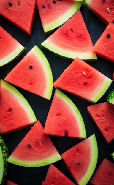 bunte Schnitte Wassermelone auf einem Tisch