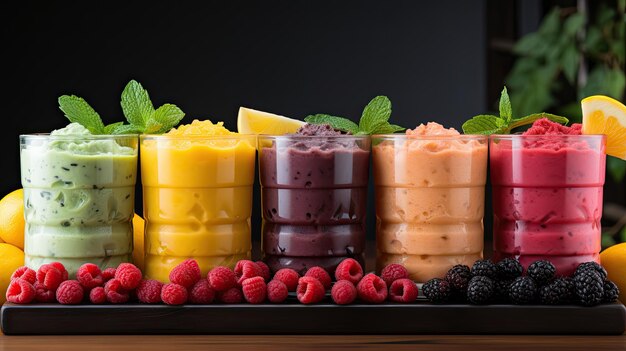 Foto bunte smoothies auf hellem hintergrund