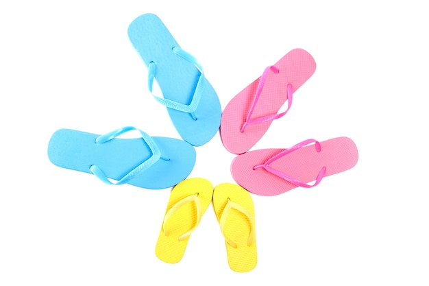 Bunte Sommer Flip Flops isoliert auf weiss