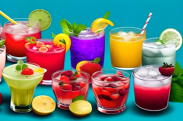 Foto bunte sommergetränke limonade