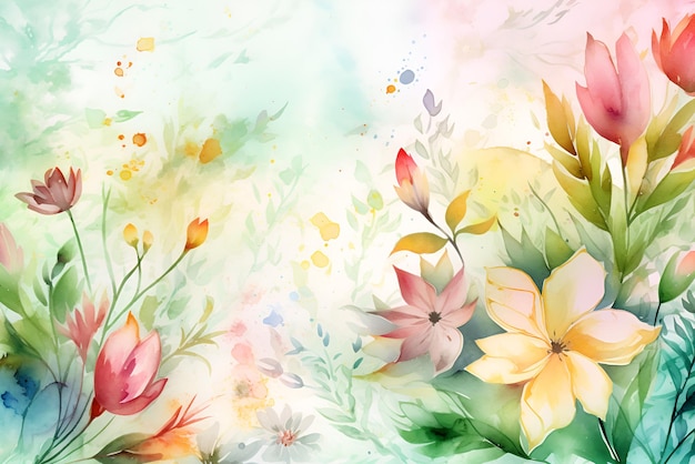 Bunte Sommerwildblumen im Aquarell Frühlings- und Sommerhintergrund Generative KI