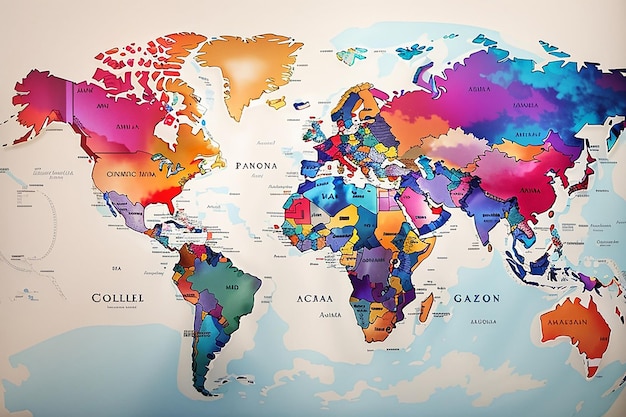 Bunte Städte und Länder auf der Karte