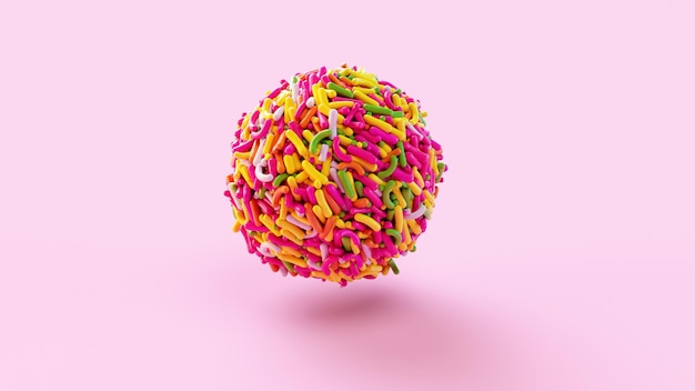 Bunte Streusel Brasilianische süße Süßigkeiten Beijinho und Brigadeiro 3D-Rendering 3D-Darstellung