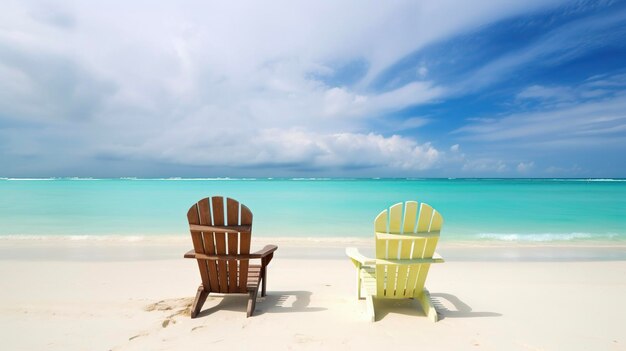 Bunte Stühle am tropischen Strand