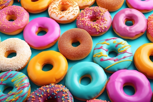 Bunte süße Donuts Generative KI