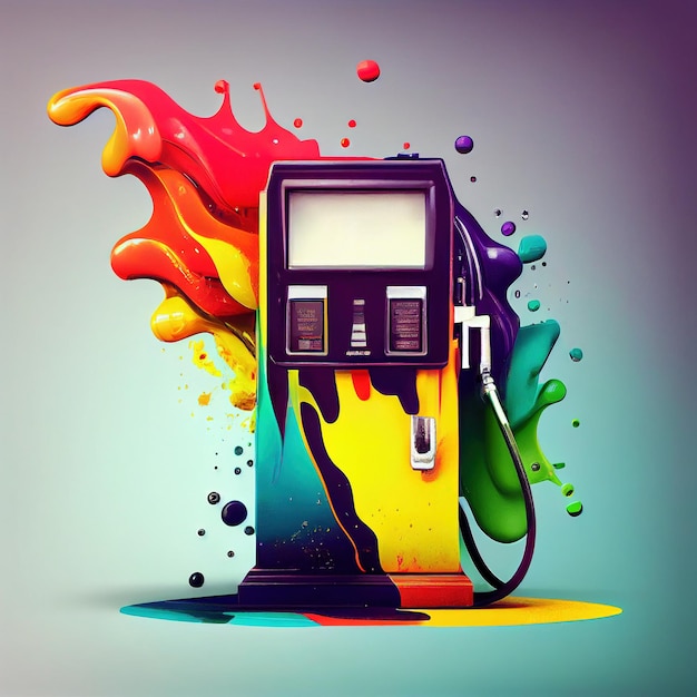 Foto bunte tankstelle generative ki