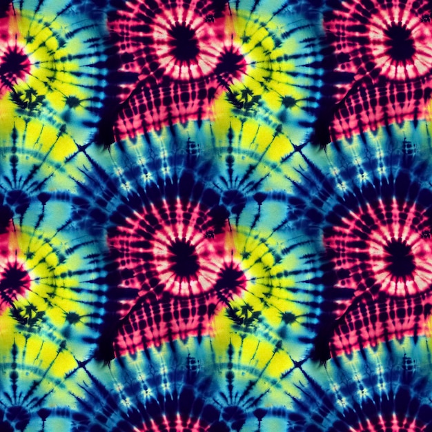 Bunte Tie-Dye-Stil nahtlose Muster Hippie-Batik-Ornament-Hintergrund Digitale 3D-Illustration