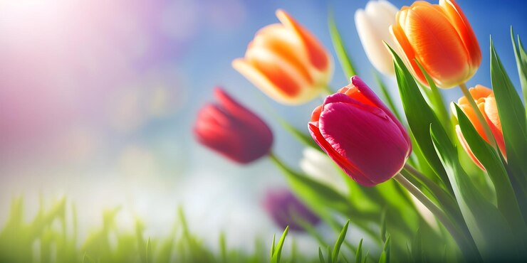 Foto bunte tulpenblumen frühlingshintergrund