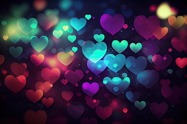 Bunte Valentine Hearts mit Bokeh-Effekt-Hintergrund