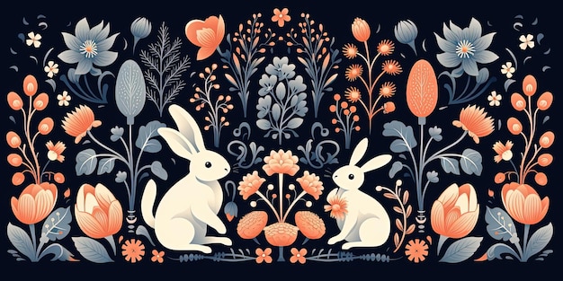 bunte Vektorgrafik von Kaninchenpflanzen