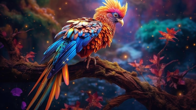 bunte Vögel mit farbigem Hintergrund, AI generiert