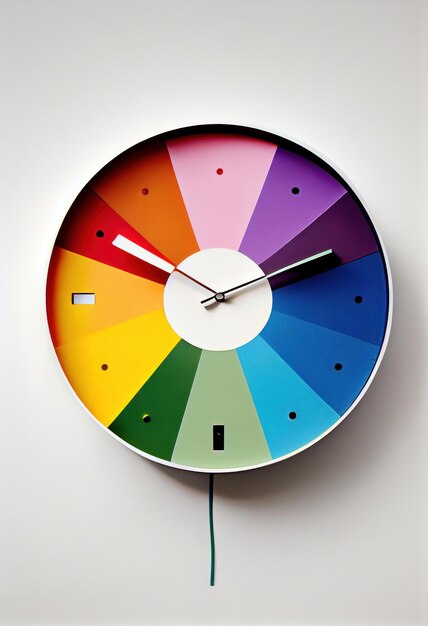 Foto bunte wanduhr isoliert auf weißem hintergrund generative ki