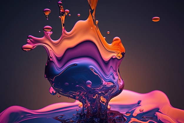 Foto bunte wassertropfen in trendigen farben pink orange auf einem hintergrund mit farbverlauf wasser durstlöscher hochauflösende kunst generative künstliche intelligenz