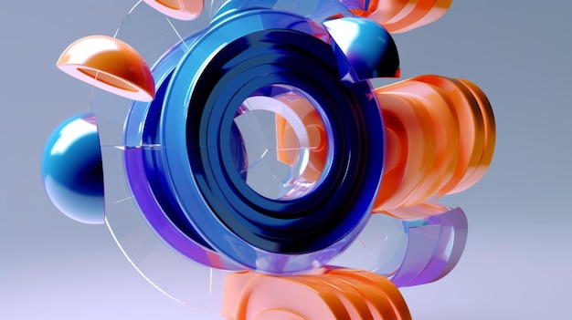 Bunter abstrakter 3D-Hintergrund Kinetische Formen verspielte Formen im Raum