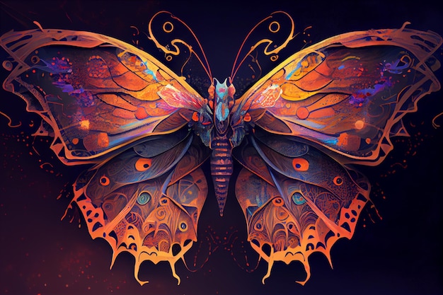 Bunter Hintergrund der abstrakten Kunst des Schmetterlinges