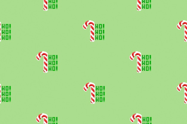 Bunter Hintergrund des Weihnachtsmusters gemacht mit Pixel Art. Lustige Weihnachtstapete.