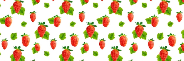 Bunter Hintergrund von Erdbeeren auf weißem Hintergrund Draufsicht flach lag Banner