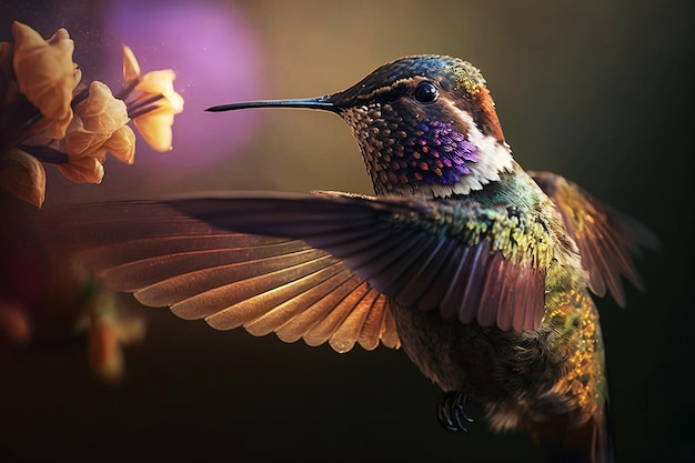 Foto bunter kolibri aus nächster nähe