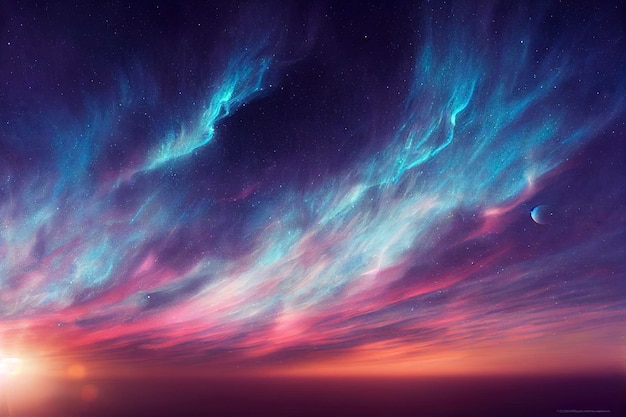 Bunter Nachthimmelraum. Nebel und Galaxien im Weltraum. Hintergrund des Astronomiekonzepts.