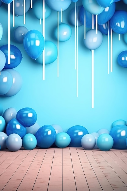 Bunter Party-Geburtstagshintergrund mit Luftballons, Babyparty-Interieur