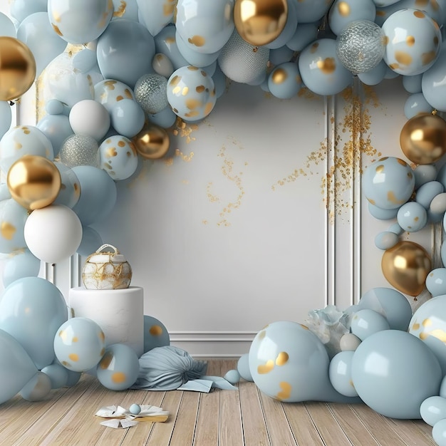 Bunter Party-Geburtstagshintergrund mit Luftballons, Babyparty-Interieur