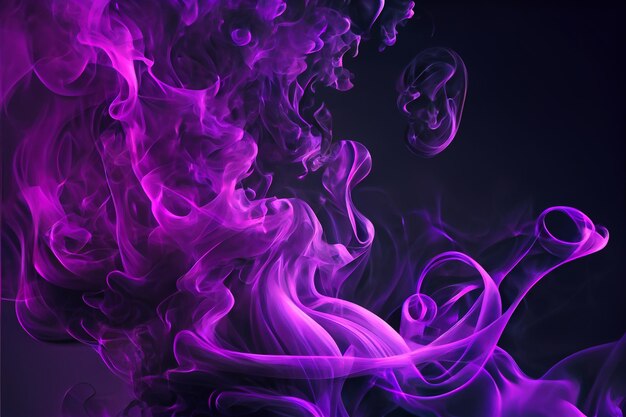 Bunter purpurroter Rauch auf einer schwarzen Hintergrundillustration