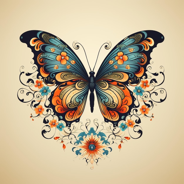 Bunter Schmetterling für Tattoo-Design