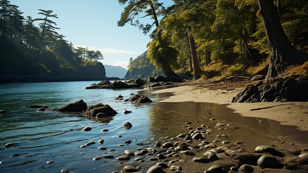 Bunter Strand mit Kokosnussbaum und blauem Himmel auf der Jungferninsel St. John