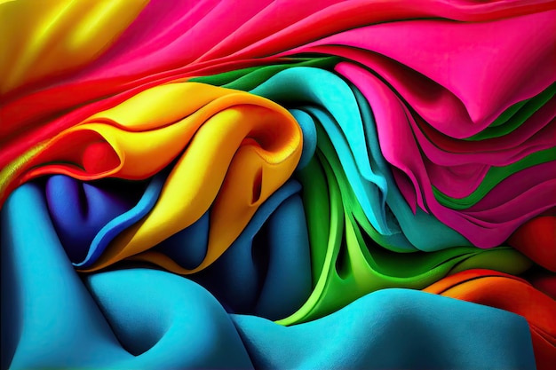 Bunter Textilhintergrund Vivid Wave Fabric Textured Pattern Abstrakte generative KI-Illustration