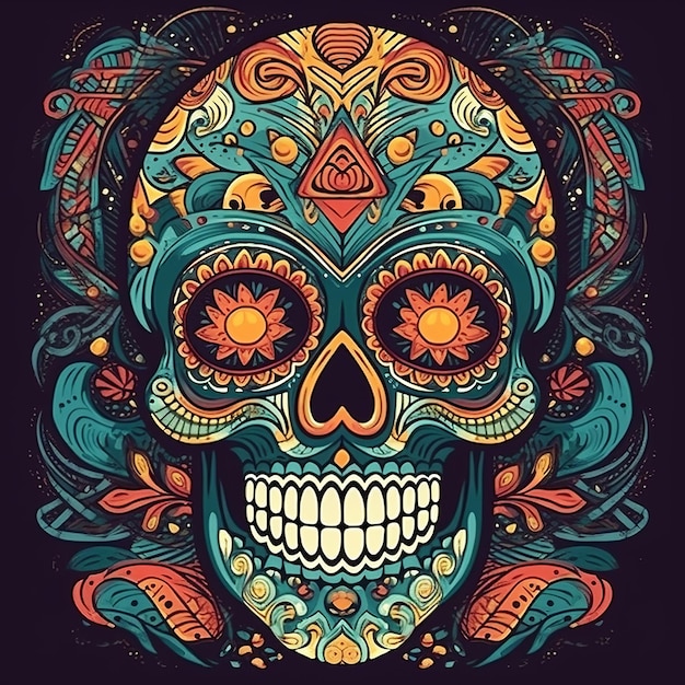 Bunter Totenkopf für Cinco de Mayo und Tag der Toten