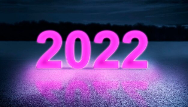 Buntes 2022 mit einem Nachthintergrund. Frohes neues Jahr 2022