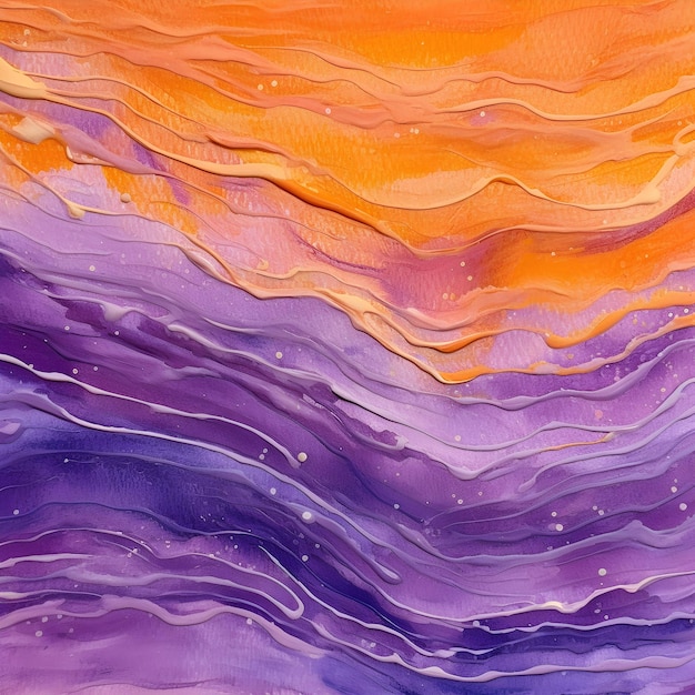 Foto buntes abstraktes gemälde mit violettem und orangefarbenem hintergrund