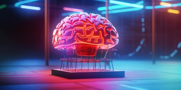 Buntes Ai Brain, digitale Innovation, neuronale Netze und maschinelles Lernen, erstellt mit Ai