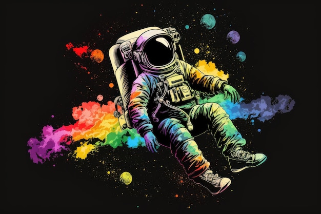 Buntes Bild Astronaut im Raumanzug Schöne Illustration Generative KI