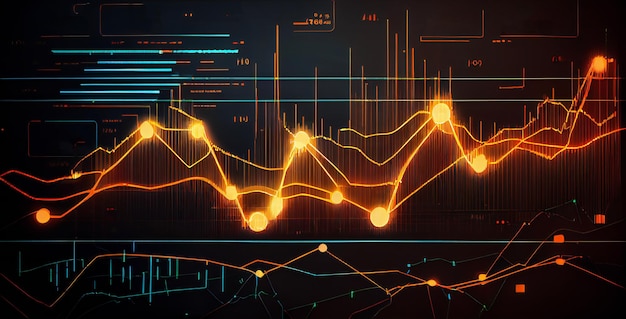 Buntes digitales Diagramm im Aktienhandelsmarkt Generative KI