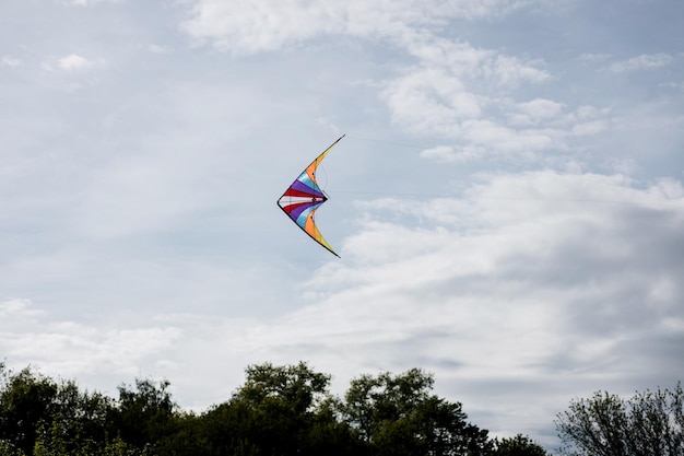 Buntes Drachenfliegen im Wind