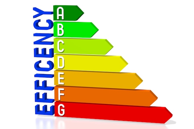 Buntes Effizienzdiagramm mit Pfeilen Effizienzkonzept 3D-Darstellung