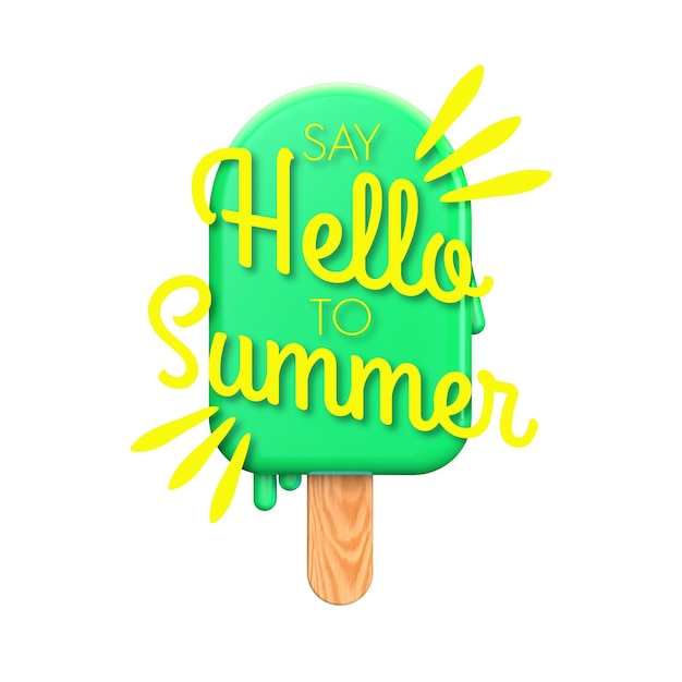 Buntes Eis am Stiel der Sommerzeit mit Hallo-Sommer-Nachricht