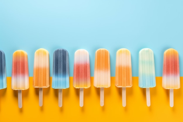 Buntes Eis auf gelbem und blauem Hintergrund