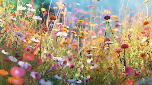 Buntes Feld mit Wildblumen