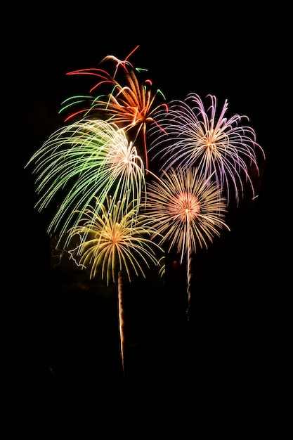 Buntes Feuerwerk am Nachthimmel