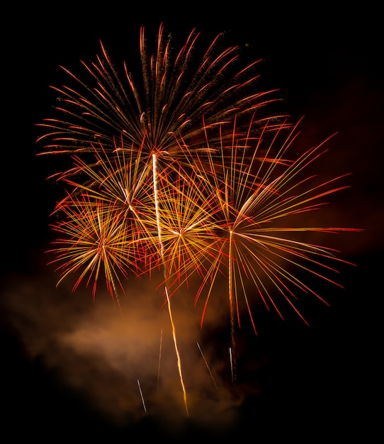 Buntes Feuerwerk auf Schwarzem