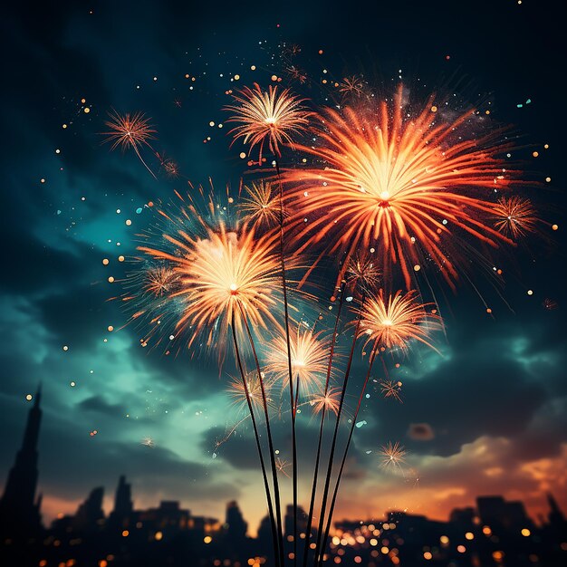 Buntes Feuerwerk-Hintergrund-Desktop-Hintergrundbild des neuen Jahres