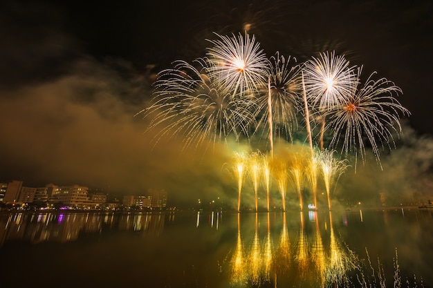 Buntes Feuerwerk in der Nacht der Feier.